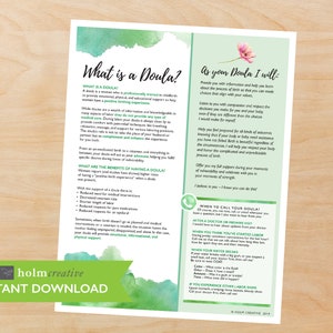 What is a Doula, Birth Education Handout - Digital PDF - Resource for Childbirth Educators and Doulas