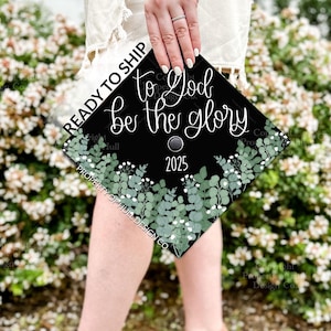 READY TO SHIP Graduation Cap Topper, Grad Cap Cover, Christian Graduation Cap, Custom Cap Topper, Graduation Gift