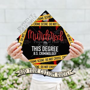 Custom &quot;Crime Scene&quot; Graduation Cap Topper, Criminal Justice Graduation Cap, Grad Cap Custom, Custom Grad Cap, Criminology Grad Cap