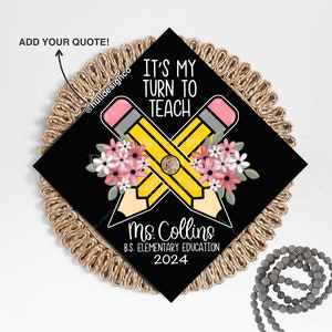 Custom "Pencil Perfect" Graduation Cap Topper Design, Teacher Graduation Cap, Grad Cap Custom, Teacher Cap Topper, Teacher Graduation