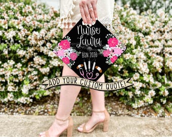 Custom "Red and Rosy” Nurse Graduation Cap Topper