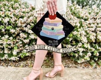 Custom "Bright Books” Teacher Graduation Cap Topper