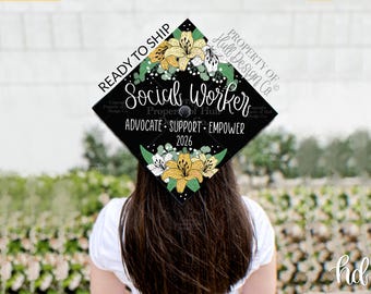 READY TO SHIP Social Worker Graduation Cap Topper