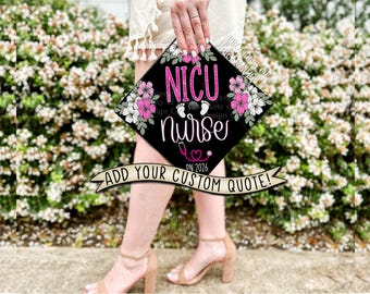 Custom "Cherry Blossom NICU" Nurse Graduation Cap Topper