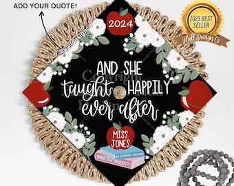 Custom &quot;In Full Bloom&quot; Graduation Cap Topper, Teacher Graduation Cap, Grad Cap Custom, Custom Grad Cap for Teachers, Teacher Grad Cap