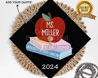 Custom "Time to Teach" Graduation Cap Topper, Teacher Graduation Cap, Grad Cap Custom, Custom Grad Cap, Teacher Cap Topper, Early Childhood