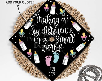 Custom "Baby Bliss" Graduation Cap Topper, Nursing Graduation Cap, Graduation Cap Custom, Custom Graduation Cap, Mother Baby Nurse