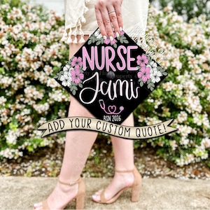 Custom &quot;Cherry Blossom BSN&quot; Graduation Cap Topper, Nursing Graduation Cap, Grad Cap Custom, Custom Graduation Caps, Nurse Grad Cap