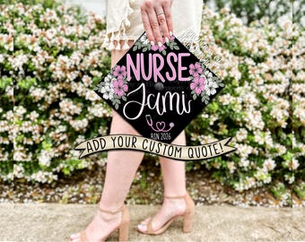 Custom "Cherry Blossom BSN" Nurse Graduation Cap Topper