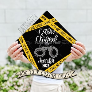 Custom "Case Closed" Criminal Justice Graduation Cap Topper