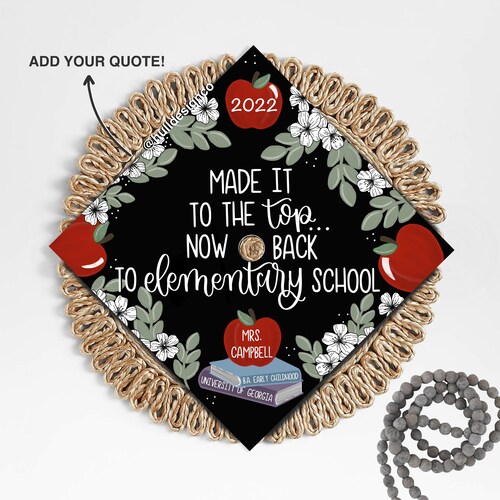 Teacher Graduation Cap Topper Custom Grad Cap Topper Teacher Etsy