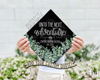 Custom "Eucalyptus Greenery" Graduation Cap Topper