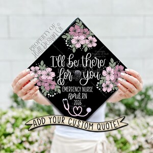 Custom &quot;There for You&quot; Graduation Cap Topper, Nursing Graduation Cap, Graduation Cap Custom, Graduation Cap Topper, Nurse Graduation
