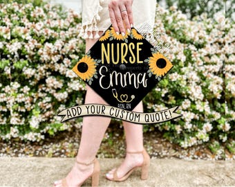 Custom “Sunny Daze" Nurse Graduation Cap Topper
