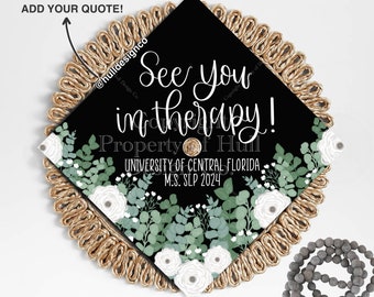 Custom "Eucalyptus Greenery" Graduation Cap Topper, SLP Graduation Cap, Grad Cap Custom, Speech Language Pathologist Grad Cap, Grad Caps