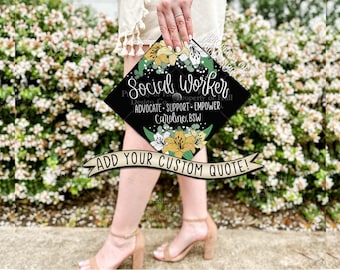Custom "Social Worker" Graduation Cap Topper