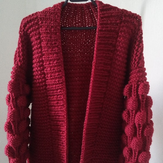burgundy chunky cardigan