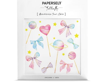 Lollipop Pastel Pink Kawaii Temporary Tattoos