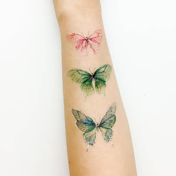 Butterfly Watercolour Temporary Tattoo by PAPERSELF