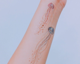 Jellyfish Watercolour and Metallic Temporary Tattoo