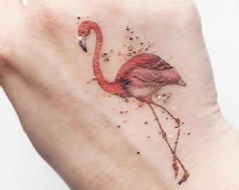 Mini Flamingo Artistic Temporary Tattoo