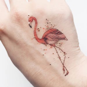 Mini Flamingo Artistic Temporary Tattoo