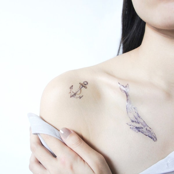 Tatouage temporaire baleine