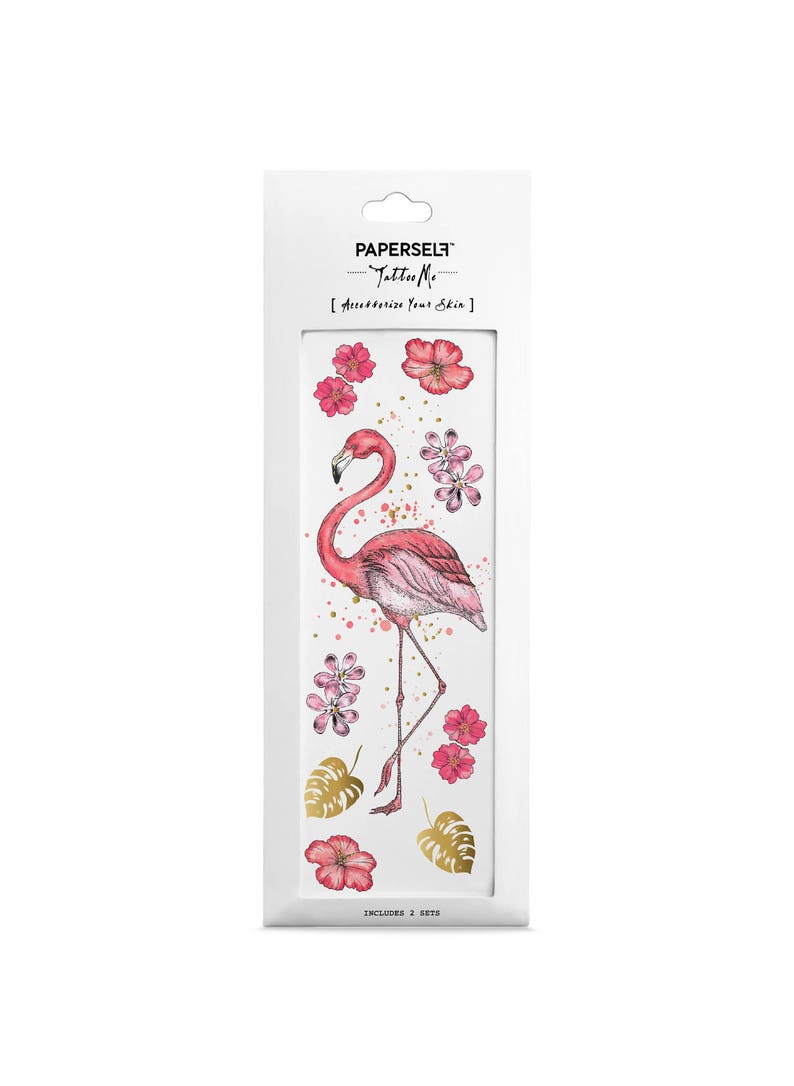 Flamingo Pink Metallic Temporary Tattoo image 5