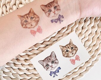 Kittens With Bows Temporary Tattoo