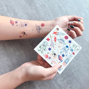 Space UFO Metallic Temporary Tattoo