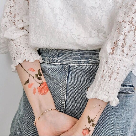 English Rose Temporary Tattoo Etsy