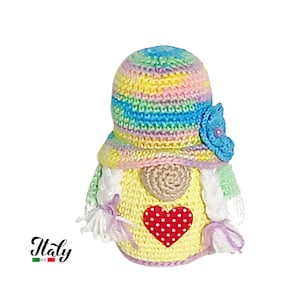 Amigurumi bunte Crochet Ester Wichtel aus Baumwolle 14 cm Spielzeug für Kinder 1MG - Made in Italy