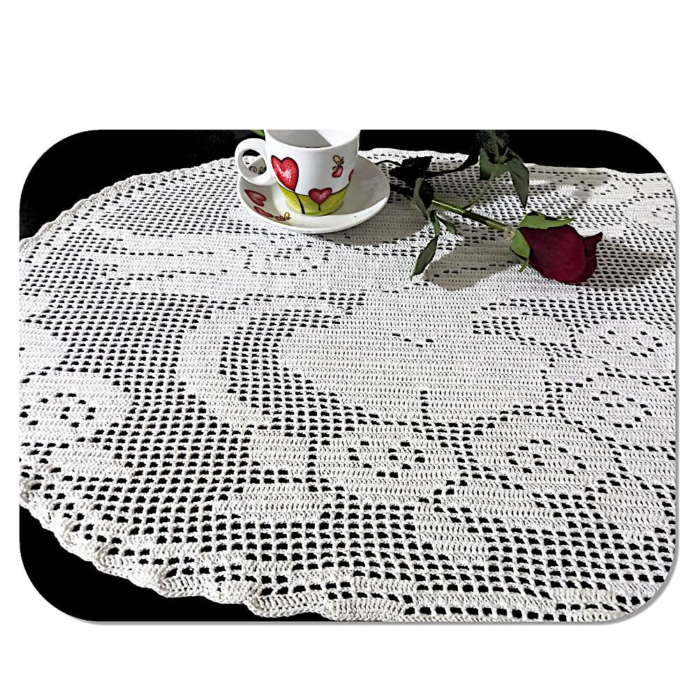 Large White Crochet Filet Doily With Lady – 100% Cotton Home Decor (21 ...