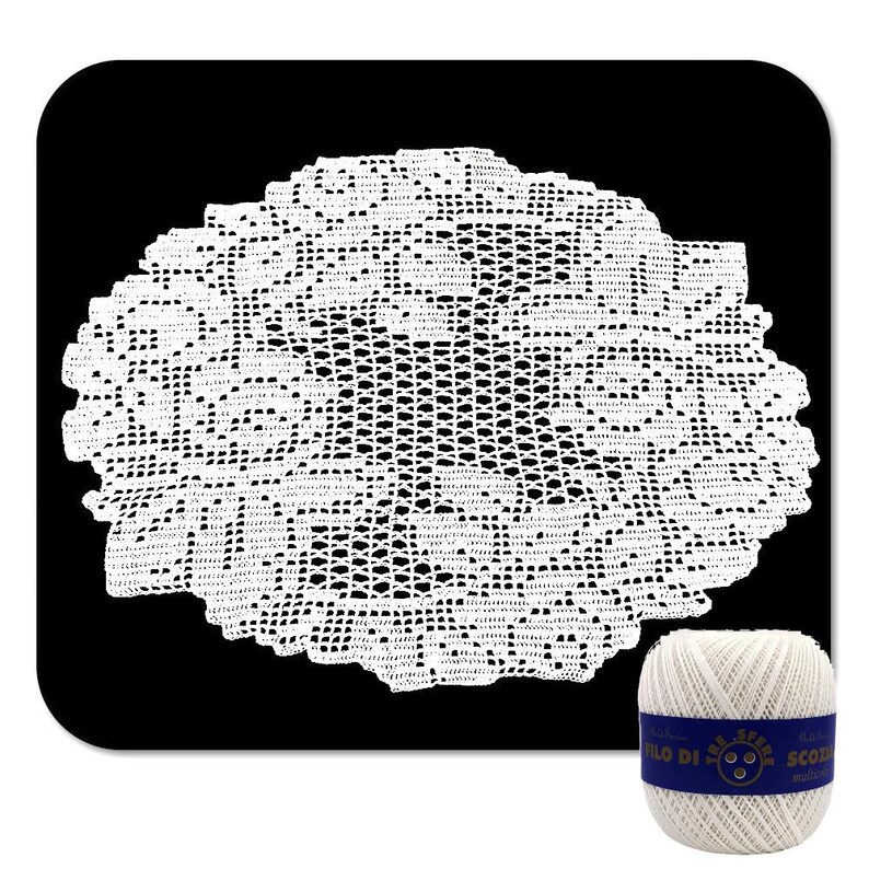 Oval White Crochet Filet Doily With Roses in Cotton 16.9x12.5 Inc ...