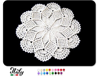 Small White crochet doily in cotton 10.2 inc (26 cm) for Home Decor - CHOICE OF COLORS - Made in Italy
