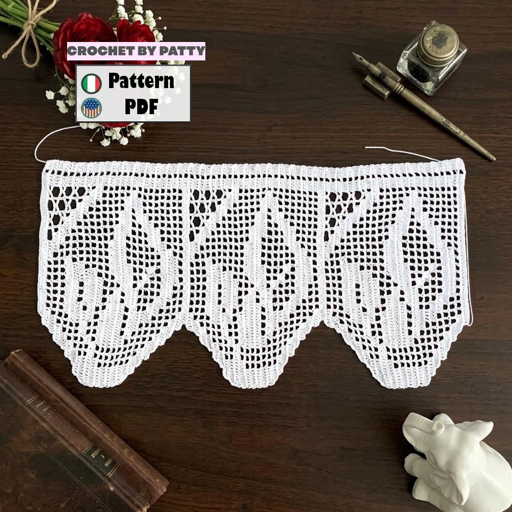20 Crochet Filet Charts with Blankets, Doilies, and Motifs 3 Crochet Border Pattern with Flowers