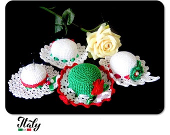 Italian colors crochet hat pincushions in cotton various size - Made in Italy