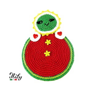 READY TO SHIP Red and Green crochet Matrioshka potholder in cotton 5.1x7.5 inc (13x19 cm) for Kitchen Decor - 24PRS - Made in Italy