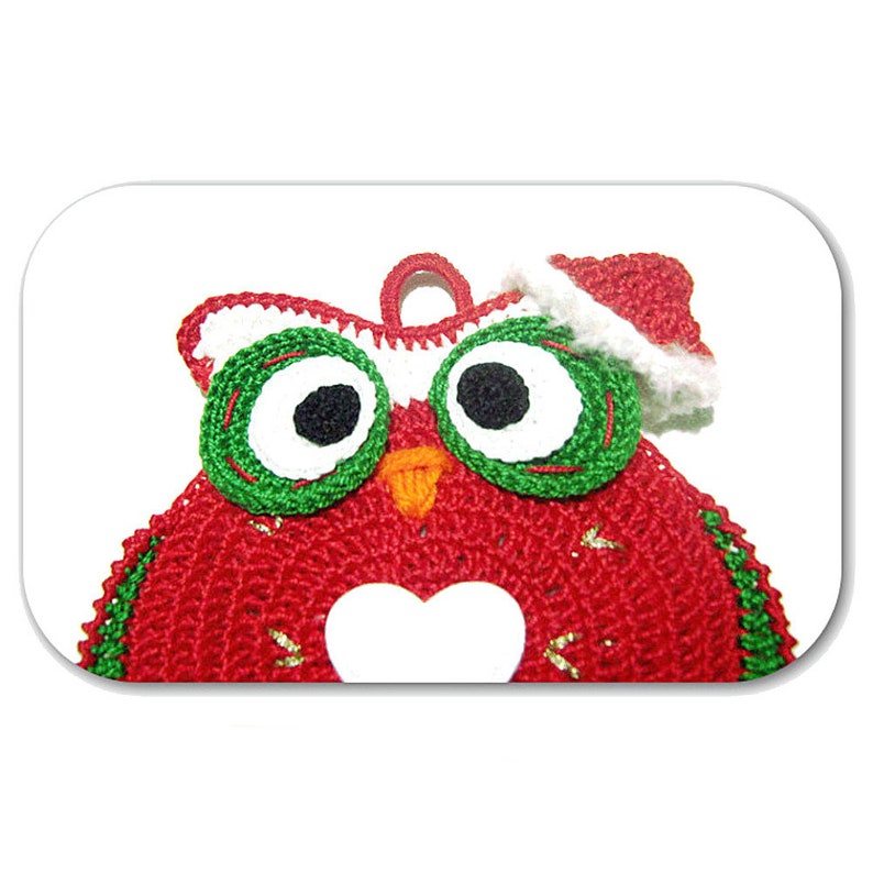 Rote häkeln Eule Topflappen für Weihnachten 5.9x6.7 inc