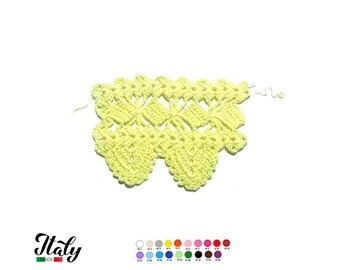 Bordure filet crochet jaune en coton 7 cm (2.7 inc.) pour Embellissement - COULEURS AU CHOIX - Fabriqué en Italie