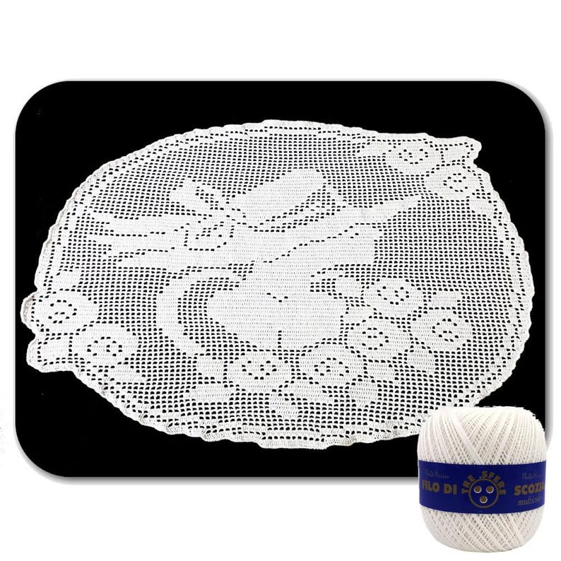 Large White Crochet Filet Doily With Lady – 100% Cotton Home Decor (21 ...