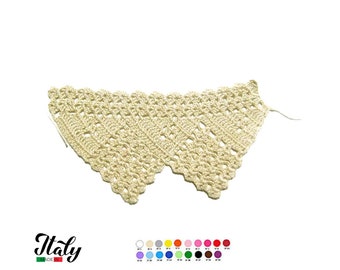 Beige crochet filet border in cotton 2.7 inc (7 cm) for Embellishment - CHOICE OF COLORS - Made in Italy