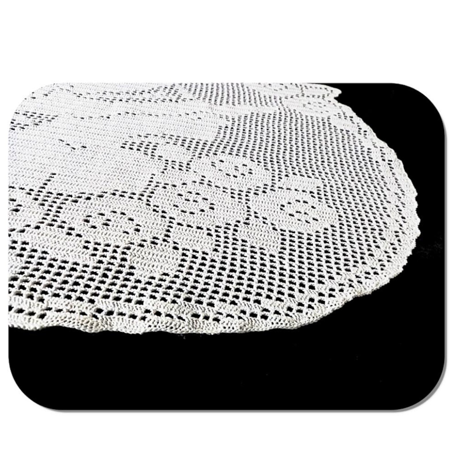 Large White Crochet Filet Doily With Lady – 100% Cotton Home Decor (21 ...
