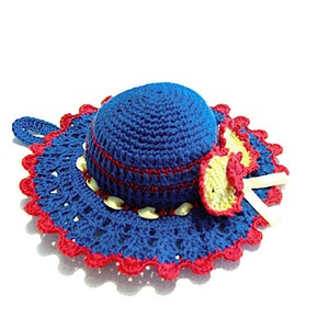 Electric Blue crochet hat pincushion in cotton 4.7 inc (12 cm) for Sewing Lovers - Made in Italy