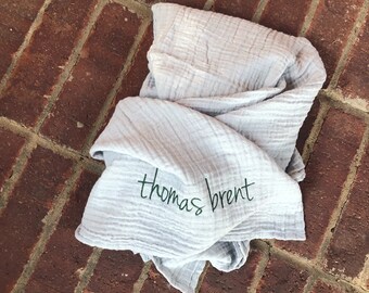 personalized muslin blanket