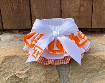 Tennessee Ruffled Diaper Cover-Baby Bloomers-Volunteers-Game Day Outfit-Newborn Photo Prop-Birthday Outfit-Cake Smash Outfit