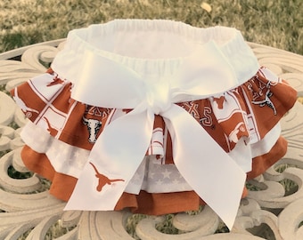UT Longhorns Ruffled Diaper Cover-Baby Bloomers-University of Texas-Game Day-Newborn Photo Prop-Birthday Outfit-Cake Smash Outfit