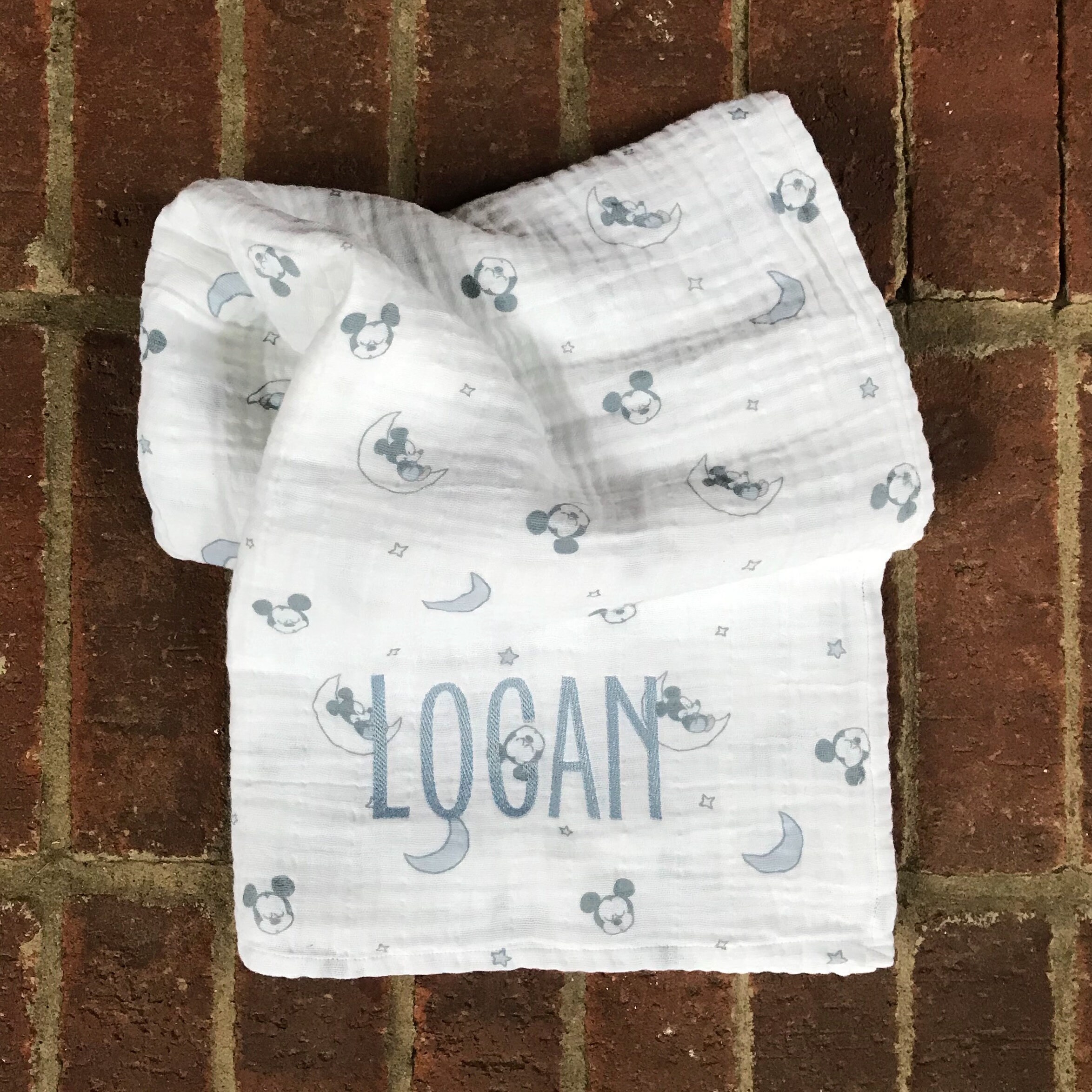 Personalized Mickey Mouse Muslin Swaddle Blanketdisneyextra Etsy