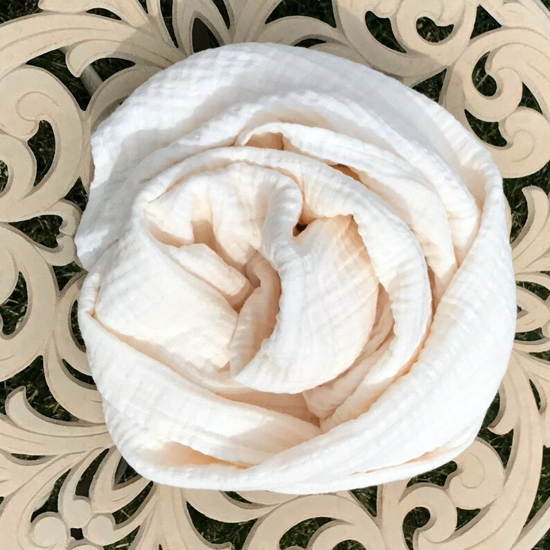 Personalized Ivory Muslin Swaddle Blanket-Solid Ivory-Baby Swaddle-Nursing Cover-Receiving Blanket-Embroidered-Monogrammed