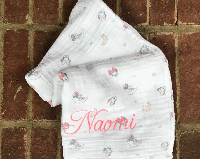 Personalized Winnie the Pooh Muslin Swaddle Blanketgender Neutral